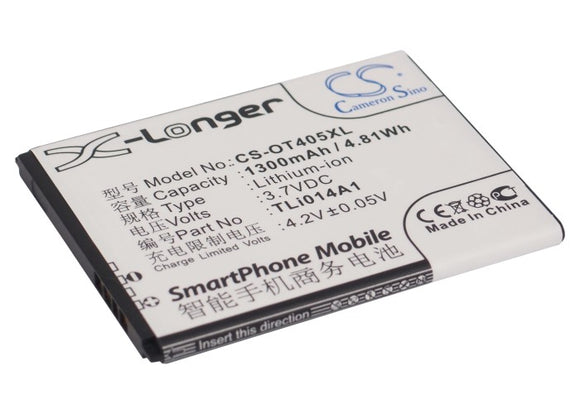 Battery for Alcatel One Touch Fire CAB1400002C1, CAB31C00002C1, TLi014A1 3.7V Li