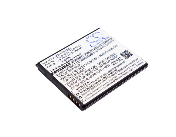 Battery for Alcatel One Touch Link Y858 TLi018D1, TLi018D2 3.7V Li-ion 1600mAh /