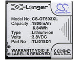 Battery for TCL OT-5038A TLi018D1, TLi018D2 3.8V Li-ion 1800mAh / 6.84Wh