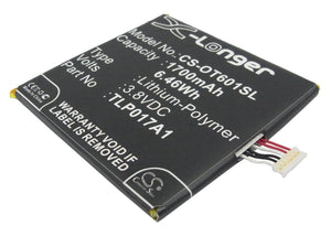 Battery for Alcatel Idol Mini CAC1700001C, TLP017A1, TLP017A2 3.8V Li-Polymer 17