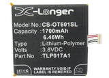 Battery for Alcatel S530T CAC1700001C, TLP017A1, TLP017A2 3.8V Li-Polymer 1700mA