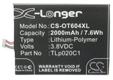 Battery for Alcatel One Touch Idol S CAC2000012C2, TLp020C1, TLp020C2 3.8V Li-Po