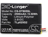 Battery for Alcatel OT- 9001A CAC2580010C2, TLp025G2 3.8V Li-Polymer 2500mAh / 9