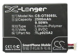 Battery for Alcatel A846L CAC2500013C2, TLp025A2, TLp025A4 3.8V Li-Polymer 2500m