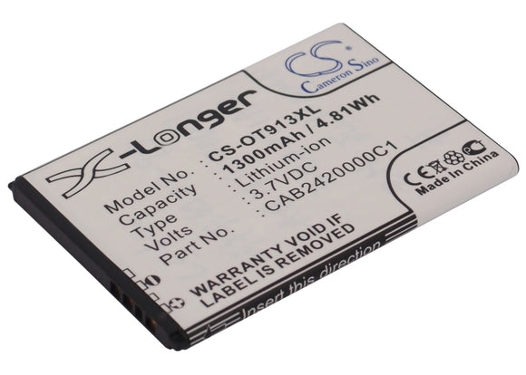 Battery for Alcatel OT-927 CAB14P0000C1, CAB2420000C1 3.7V Li-ion 1300mAh / 4.81