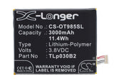 Battery for Vodafone OT-985N TLp030B2 3.8V Li-Polymer 3000mAh / 11.40Wh