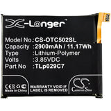 Battery for Alcatel One Touch Idol 3C TD-LTE TLp029C7 3.85V Li-Polymer 2900mAh /