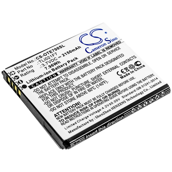 Battery for Alcatel EE70VB TLi021F7 3.7V Li-ion 2150mAh / 7.96Wh