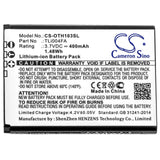 Battery for Alcatel OT-1013X TLi004FA 3.7V Li-ion 400mAh / 1.48Wh