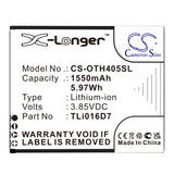 Battery for Alcatel U3 2018 4G TLi016D7 3.85V Li-ion 1550mAh / 5.97Wh