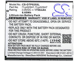 Battery for Alcatel OT-5051D TLp025H1, TLp025H7 3.8V Li-ion 1750mAh / 6.65Wh
