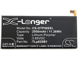 Battery for Alcatel Touch Pop 4S TLp029B1, TLp029B2 3.85V Li-Polymer 2950mAh / 1