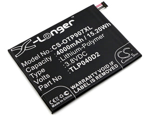 Battery for Alcatel One Touch Pixi 3 7 TLP040D2 3.8V Li-Polymer 4000mAh / 15.20W