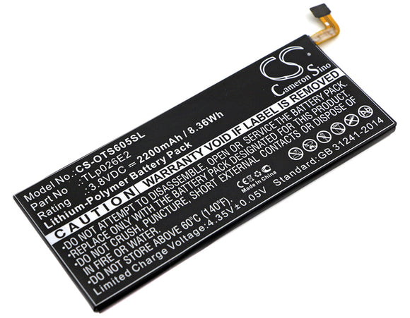 Battery for Blackberry DTEK50 TLp026E2 3.8V Li-Polymer 2200mAh / 8.36Wh