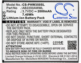 Battery for Philips Xenium W3509 AB2200AWML 3.7V Li-ion 2000mAh / 7.40Wh