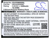Battery for Philips W8560 AB3300BWMC 3.8V Li-Polymer 3300mAh / 12.54Wh