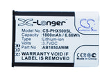 Battery for Philips Xenium X500 AB1850AWM 3.7V Li-ion 1800mAh / 6.66Wh