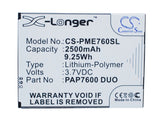 Battery for Prestigio MultiPhone 7600 Duo PAP7600 DUO 3.7V Li-Polymer 2500mAh / 