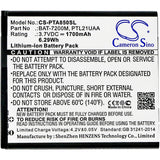 Battery for Pantech Vega Racer 2 LTE BAT-7200M, PTL21UAA 3.7V Li-ion 1700mAh / 6