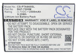 Battery for Pantech IM-A860L BAT-7500M 3.7V Li-ion 2500mAh / 9.25Wh