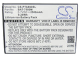 Battery for Pantech Vega N6 BAT-7500M 3.7V Li-ion 2500mAh / 9.25Wh
