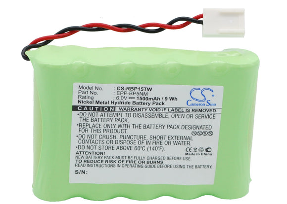 Battery for Ritron & RT-15H EPP-BP5NM 6V Ni-MH 1500mAh