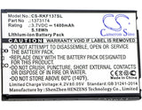 Battery for Renkforce 1373174 1373174 3.7V Li-ion 1400mAh / 5.18Wh