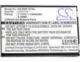 Battery for Renkforce 1373174 1373174 3.7V Li-ion 1400mAh / 5.18Wh