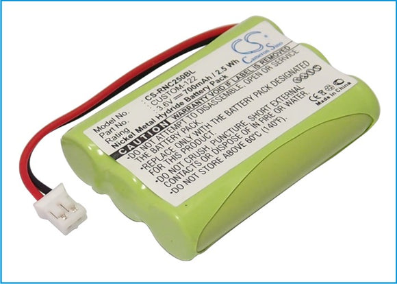 Battery for Resistacap Inc N250AAAF3WL CUSTOM-122 3.6V Ni-MH 700mAh / 2.5Wh