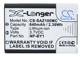 Battery for Sony HDR-AZ1VR/W NP-BY1 3.7V Li-ion 640mAh / 2.39Wh