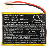 Battery for Safety Vision Prima Facie CE32E 3.7V Li-Polymer 2000mAh / 7.40Wh