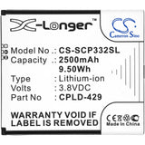 Battery for Sprint Surf Wifi Hotspot 4G CPLD-429 3.8V Li-ion 2500mAh / 9.50Wh