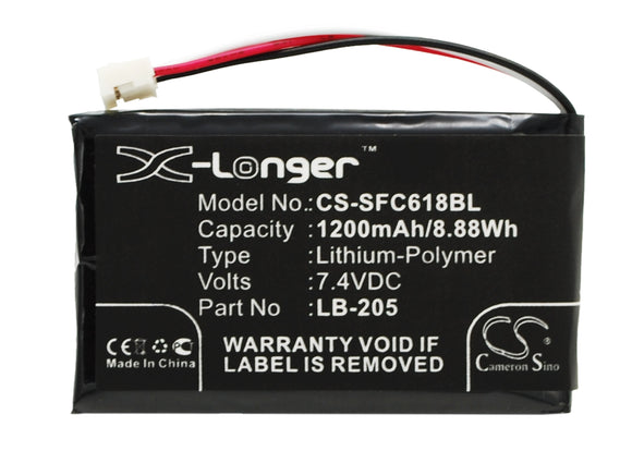 Battery for Safescan 6185 131-0477, LB-205 7.4V Li-Polymer 1200mAh / 8.88Wh