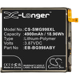Battery for Samsung SM-G998U1  EB-BG998ABY, GH82-24592A 3.87V Li-Polymer 4900mAh