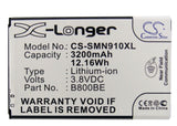 Battery for Samsung SM-N9005 B800BC, B800BE, B800BK, B800BU 3.8V Li-ion 3200mAh 