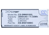 Battery for Samsung SM-N910F EB-BN916BBC, EB-BN916BBE 3.85V Li-ion 3000mAh / 11.