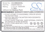 Battery for Samsung Cooper EB494358VU 3.7V Li-ion 1000mAh / 3.7Wh