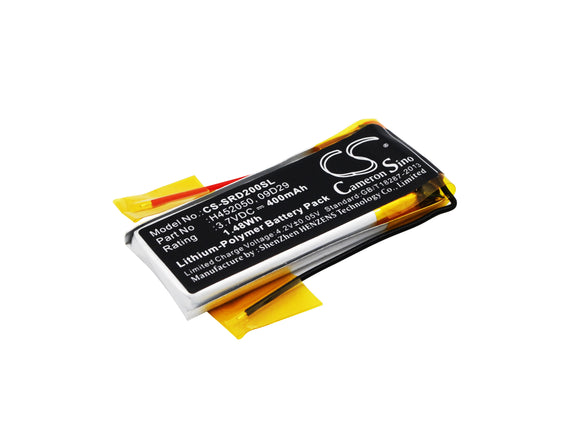 Battery for Cardo Q2 pro 09D29, H452050 3.7V Li-Polymer 400mAh / 1.48Wh