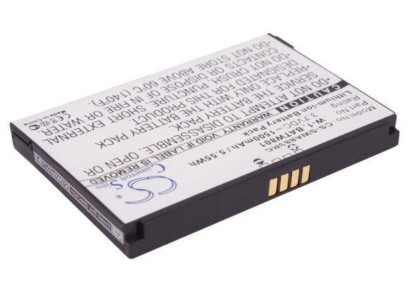 Battery for Sierra Wireless Aircard 754S 1201883, BATW801, W-1 3.7V Li-ion 1500m