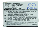 Battery for Sharp SH906I ASH29183, SH17 3.7V Li-ion 650mAh