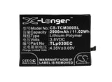 Battery for TCL 3S TLp030EC 3.8V Li-Polymer 2900mAh / 11.02Wh