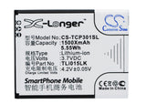 Battery for TCL J326T TLi015JA, TLi015LK 3.7V Li-ion 1500mAh / 5.55Wh