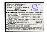 Battery for TCL P331M TLi019CA 3.7V Li-ion 1800mAh / 6.66Wh