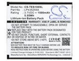 Battery for TELEFUNKEN Selfie TS1 LP435255A 3.7V Li-ion 1500mAh / 5.55Wh