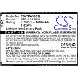 Battery for TP-Link Neffos A5 NBL-45A3000 3.7V Li-ion 2600mAh / 9.62Wh
