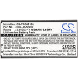 Battery for Neffos TP601E NBL-45A2000 3.8V Li-ion 1750mAh / 6.65Wh