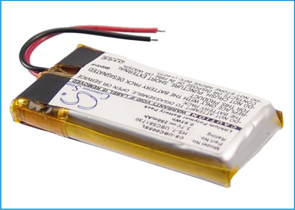 Battery for Ultralife UBC005 HS-7, UBC581730 3.7V Li-Polymer 250mAh