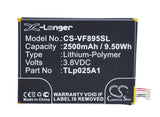 Battery for Alcatel One Touch POP 2 5.0 TLp025A1 3.8V Li-Polymer 2500mAh / 9.50W