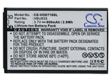 Battery for Vodafone 716 HBU83S 3.7V Li-ion 800mAh / 2.96Wh