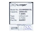 Battery for Wiko Barry Dual SIM BARRY 3.7V Li-ion 2000mAh / 7.40Wh